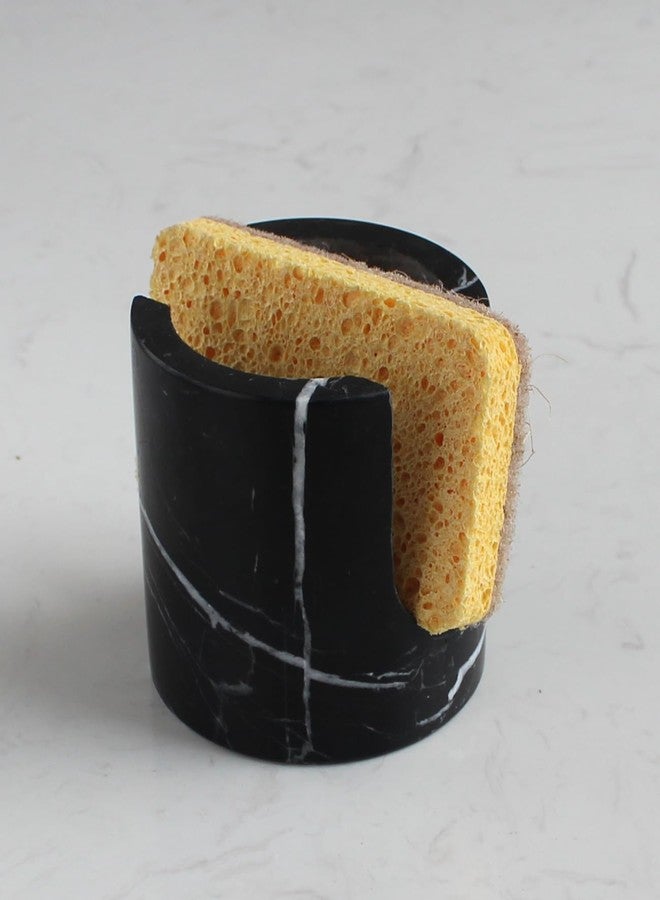 Nawgnail Natural Marble Travertine Sponge Holder for Kitchen Counter, Drying Rack, Sponge Caddy for Sink Organizer - Nero Portoro Marble - Image 1